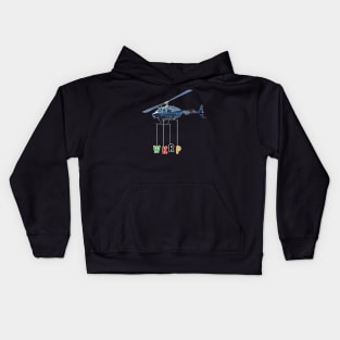 WKRP Turkey Drop by Helicopter Kids Hoodie